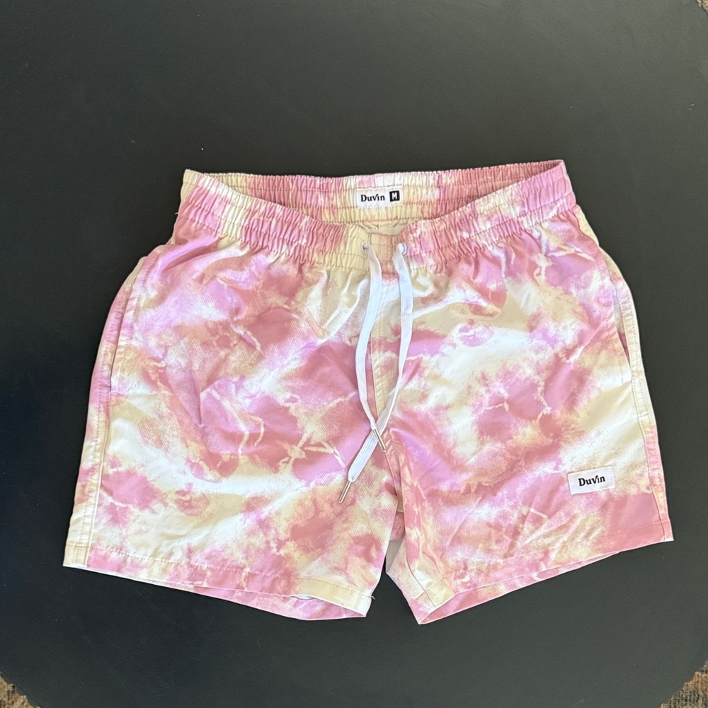 Dvla Pink and Cream Men's Swim Shorts